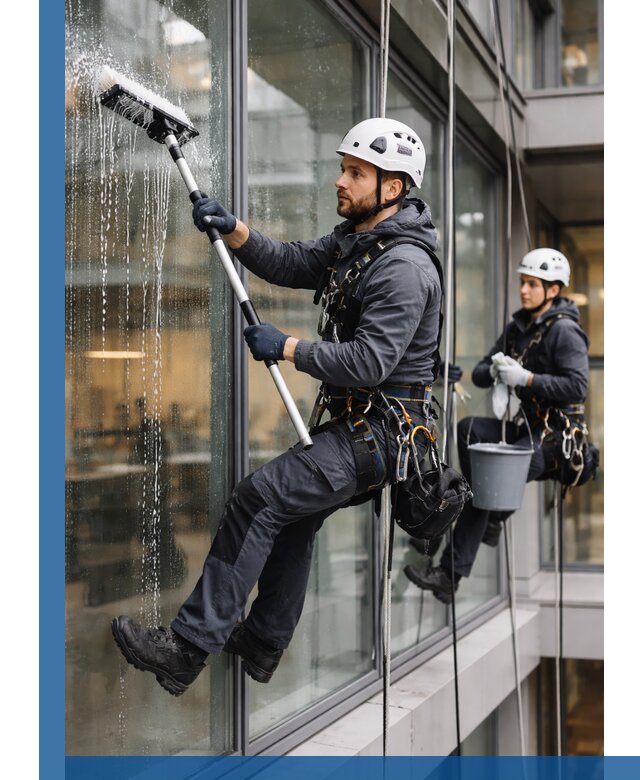 Профессиональная мойка витражей промышленными альпинистами в Ртищеве