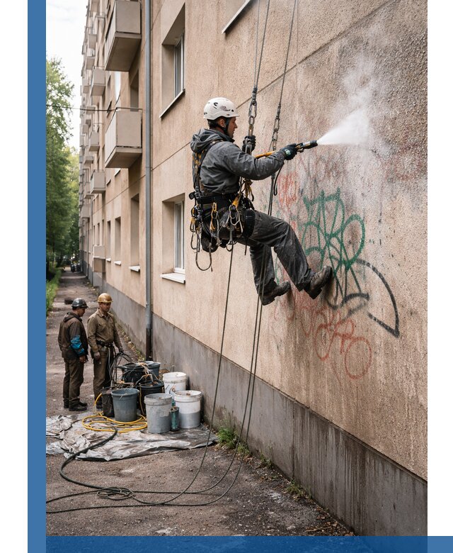 Удаление граффити с фасада в Ртищеве без следов и повреждений