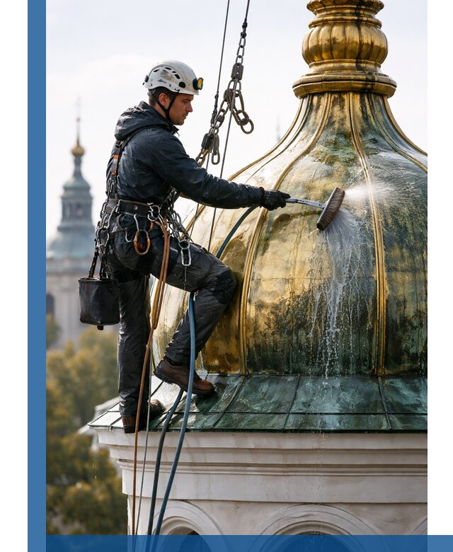 Профессиональная мойка куполов и шпилей высотными альпинистами в Ртищеве