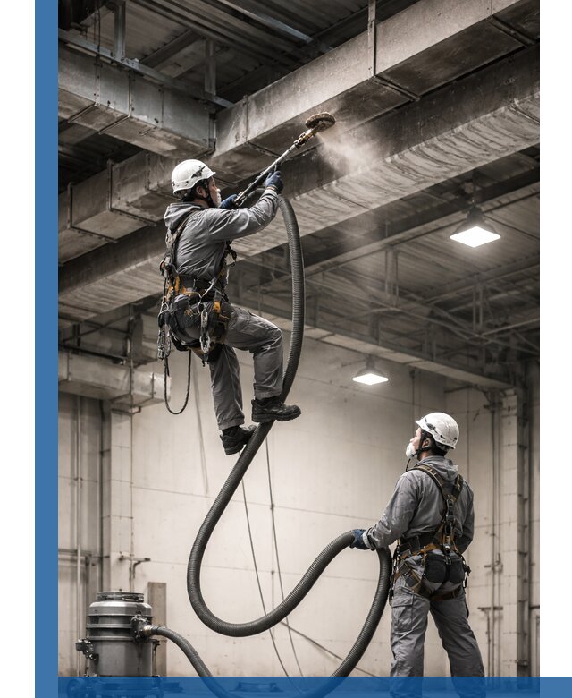 Обеспыливание потолочных конструкций в Ртищеве промышленным альпинизмом