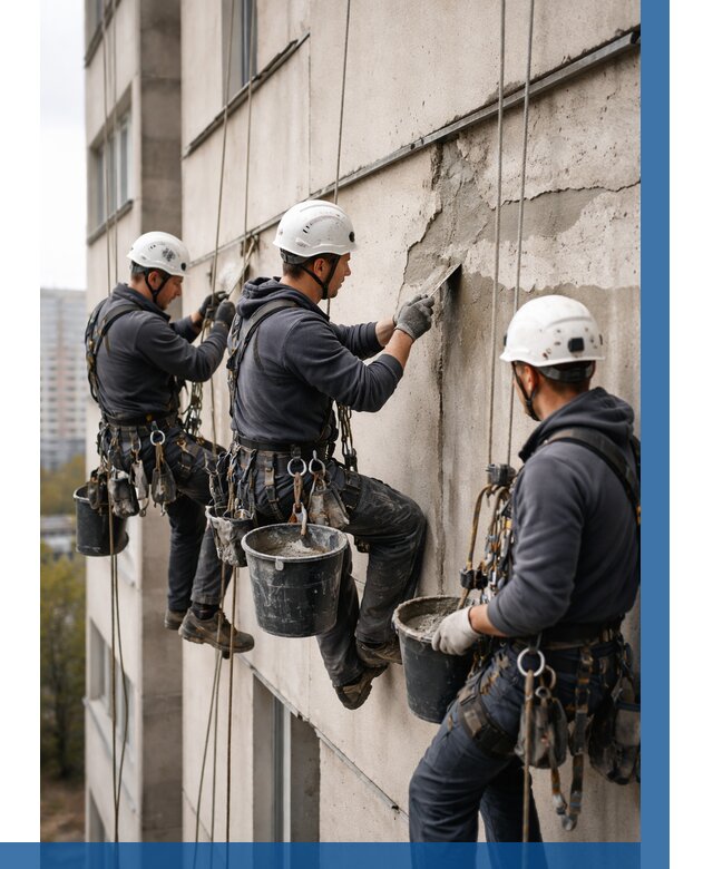 Ремонт бетонных элементов фасада в Ртищеве от 2554 р. | ВЫСОТНИК-Ртщ