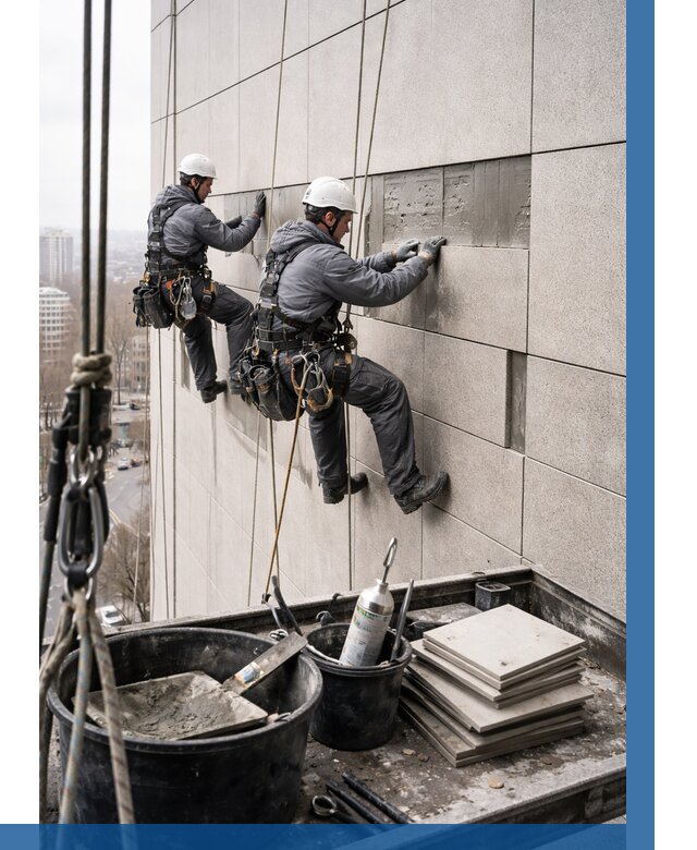 Ремонт фасада из керамогранита в Ртищеве от 2554 р. | ВЫСОТНИК-Ртщ