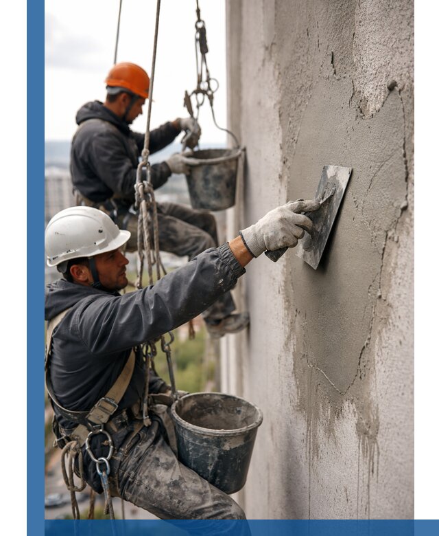 Штукатурка фасада на высоте в Ртищеве профессиональные работы