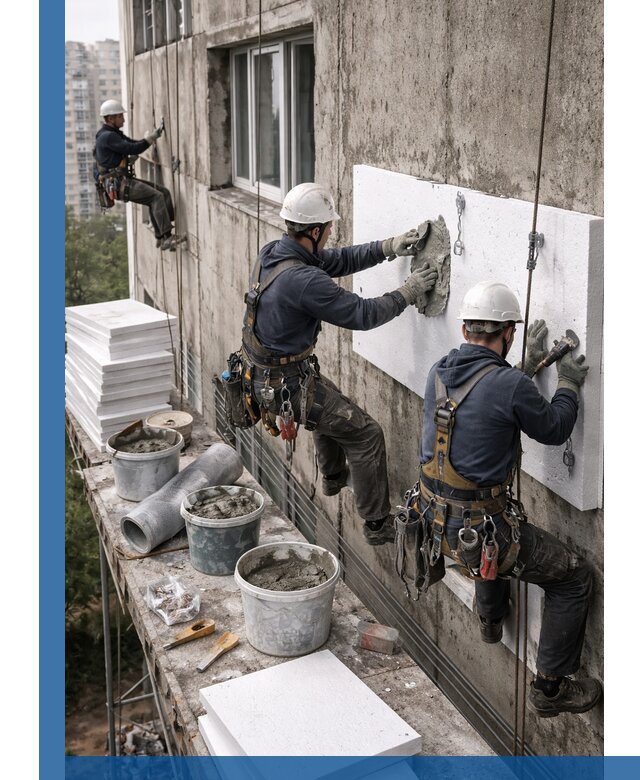 Утепление фасада пенополистиролом в Ртищеве под ключ