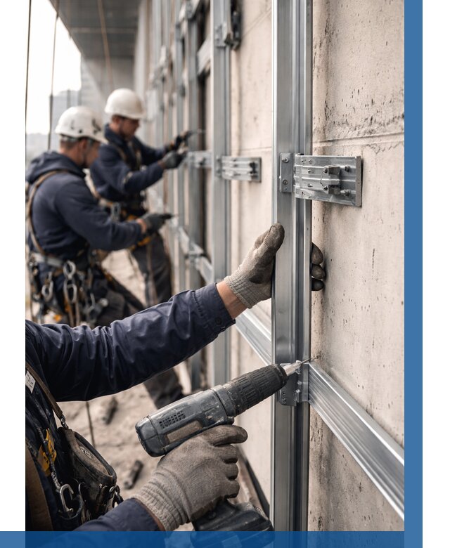 Монтаж подсистемы вентфасада в Ртищеве от 868 р. | ВЫСОТНИК-Ртщ