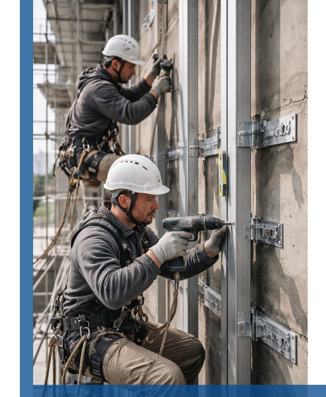 Монтаж и крепление подсистемы вентфасада в Ртищеве