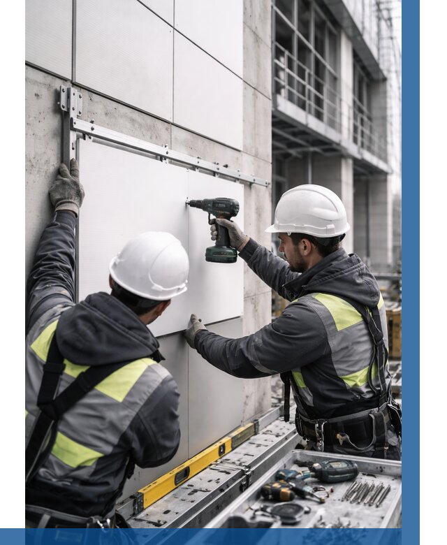 Монтаж композитных панелей фасада в Ртищеве от 2554 р. | ВЫСОТНИК-Ртщ