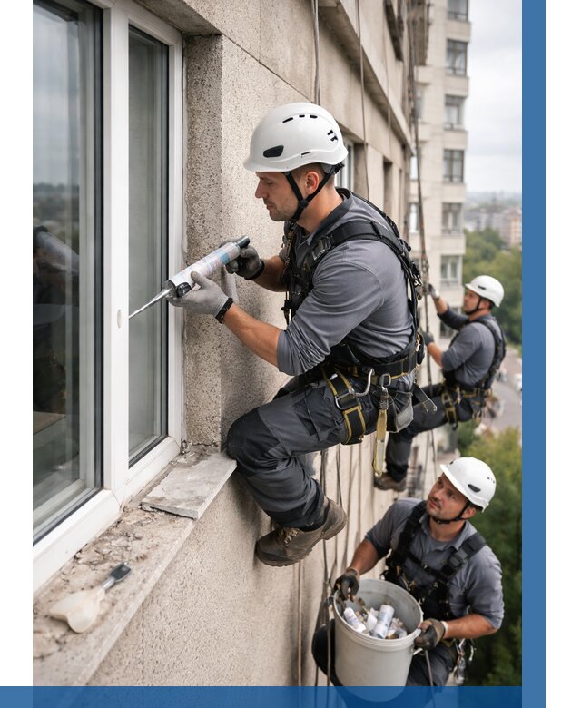 Герметизация оконных швов снаружи в Ртищеве от 1532 р. | ВЫСОТНИК-Ртщ