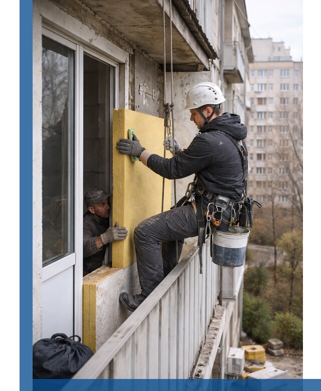 Профессиональное утепление балкона снаружи в Ртищеве под ключ