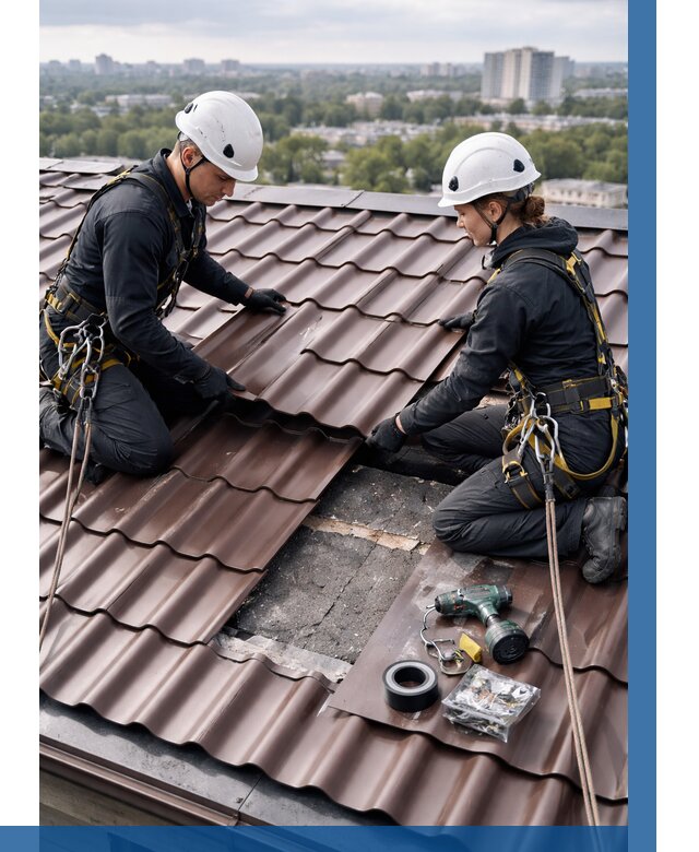 Ремонт металлочерепицы на крыше в Ртищеве от 919 р. | ВЫСОТНИК-Ртщ