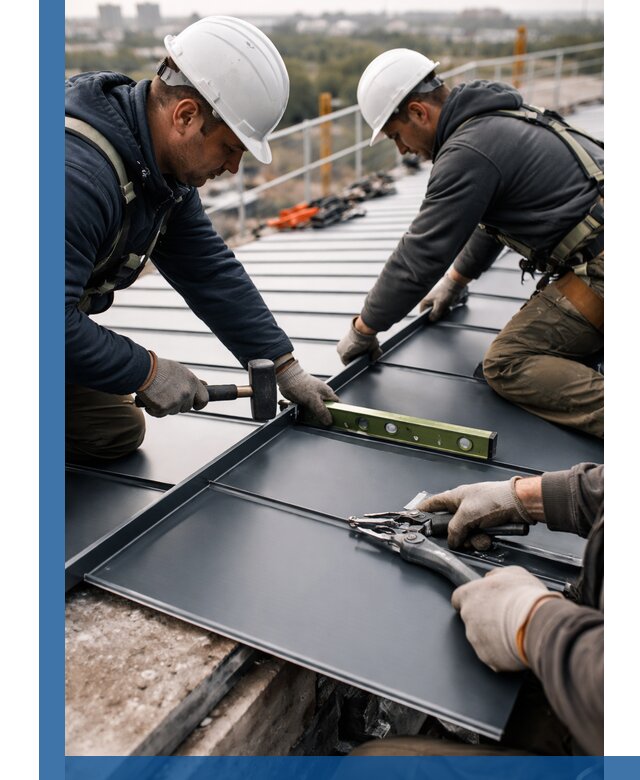 Монтаж фальцевой кровли в Ртищеве для промышленных зданий