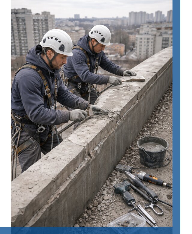 Ремонт парапета на кровле в Ртищеве от 1532 р. | ВЫСОТНИК-Ртщ