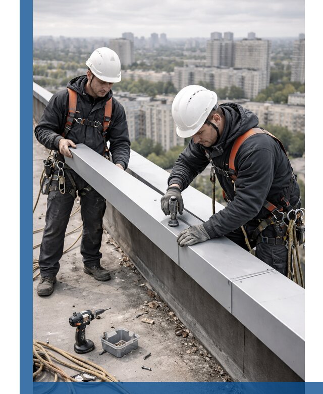 Монтаж парапетных крышек и ограждений кровли в Ртищеве