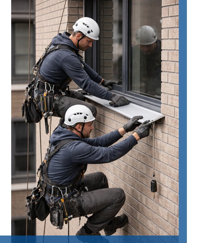 Монтаж оконных отливов под ключ в Ртищеве от 3575 р. | ВЫСОТНИК-Ртщ