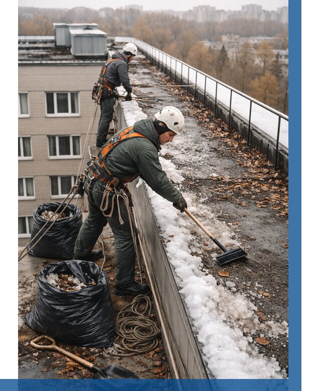 Очистка кровли по периметру в Ртищеве от 562 р. | ВЫСОТНИК-Ртщ