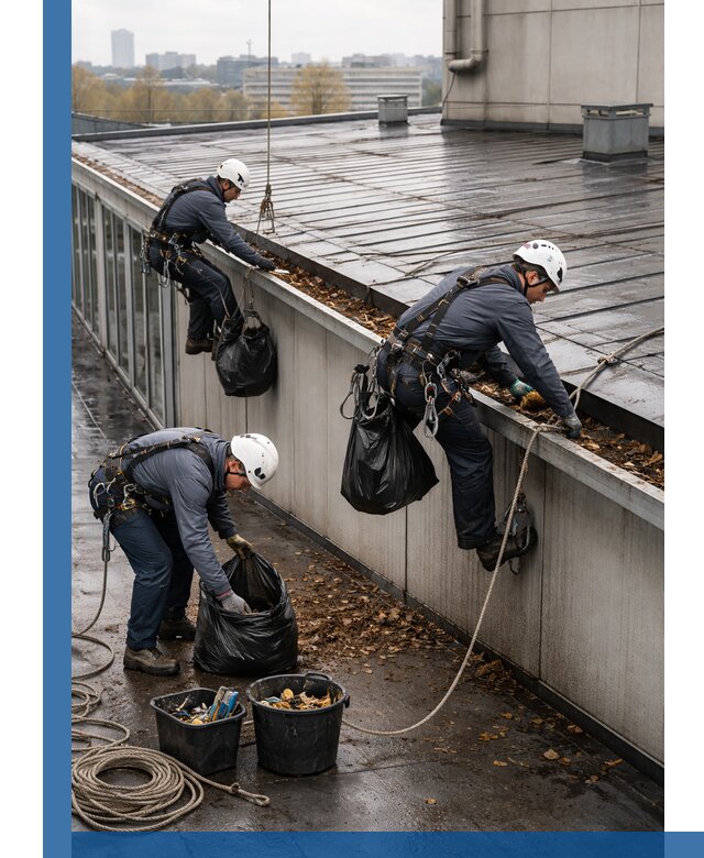 Очистка кровли по периметру в Ртищеве силами промышленных альпинистов