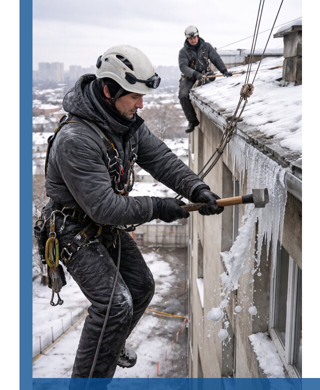 Сбивание и удаление сосулек с крыши в Ртищеве безопасно