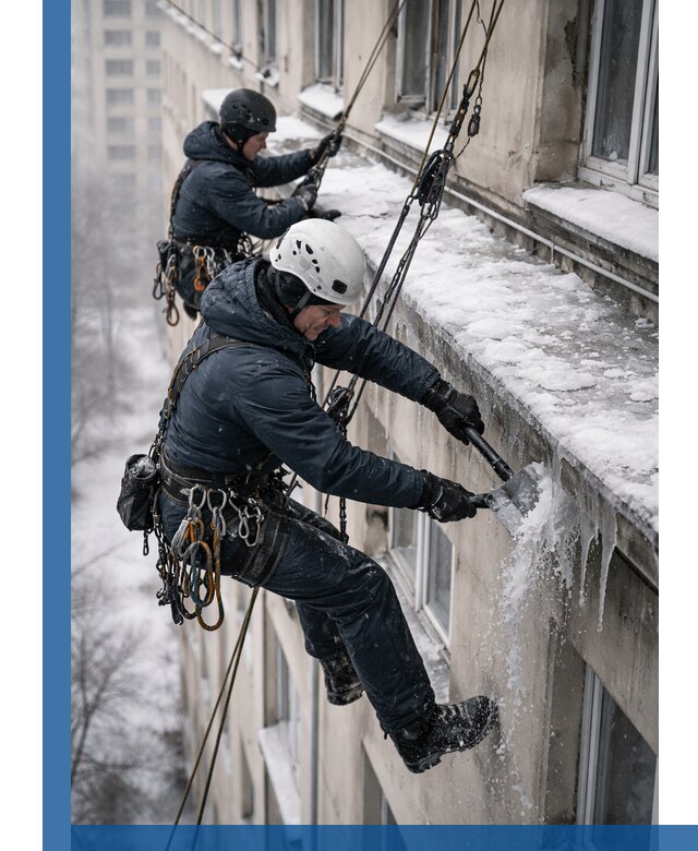 Удаление наледи и сосулек с карнизов в Ртищеве профессионально