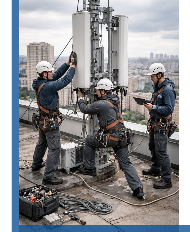 Монтаж антенн связи на крыше в Ртищеве с вводом в эксплуатацию