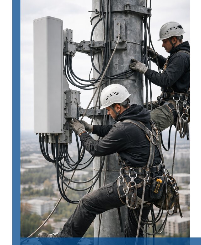 Монтаж оборудования связи на мачте в Ртищеве с пусконаладкой