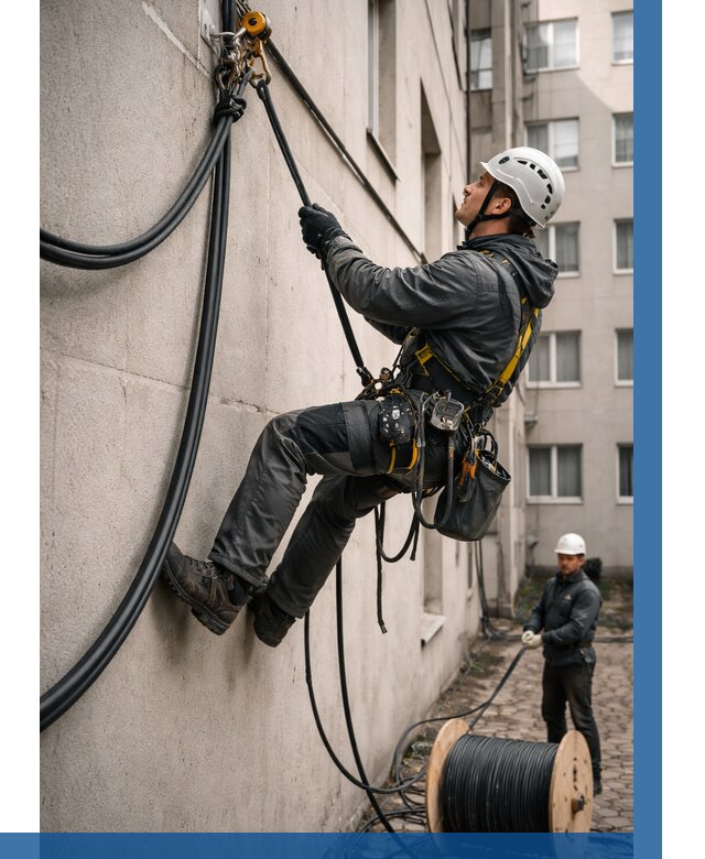 Протяжка кабеля питания на высоте в Ртищеве от 460 р. | ВЫСОТНИК-Ртщ