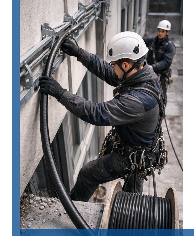 Протяжка кабеля питания на высоте в Ртищеве с гарантией безопасности и качества