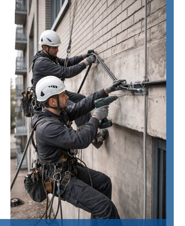 Крепление кабеля на фасаде в Ртищеве от 358 р. | ВЫСОТНИК-Ртщ