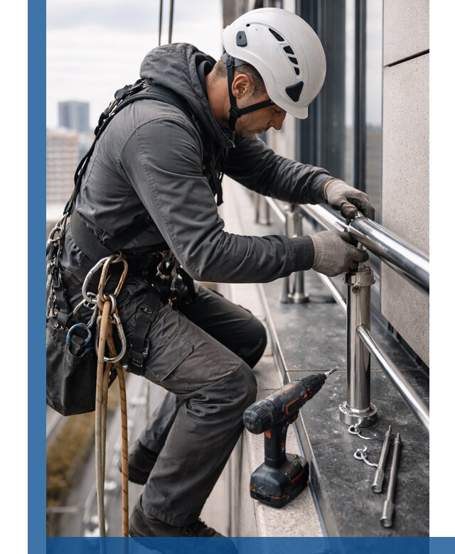 Монтаж ограждений на высоте в Ртищеве для зданий и конструкций