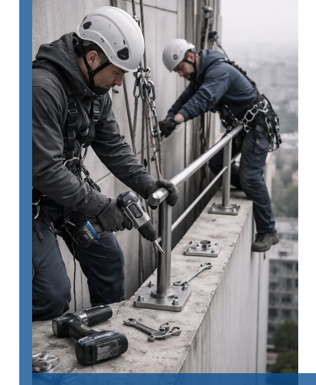 Монтаж перил на высоте в Ртищеве для жилых и промобъектов