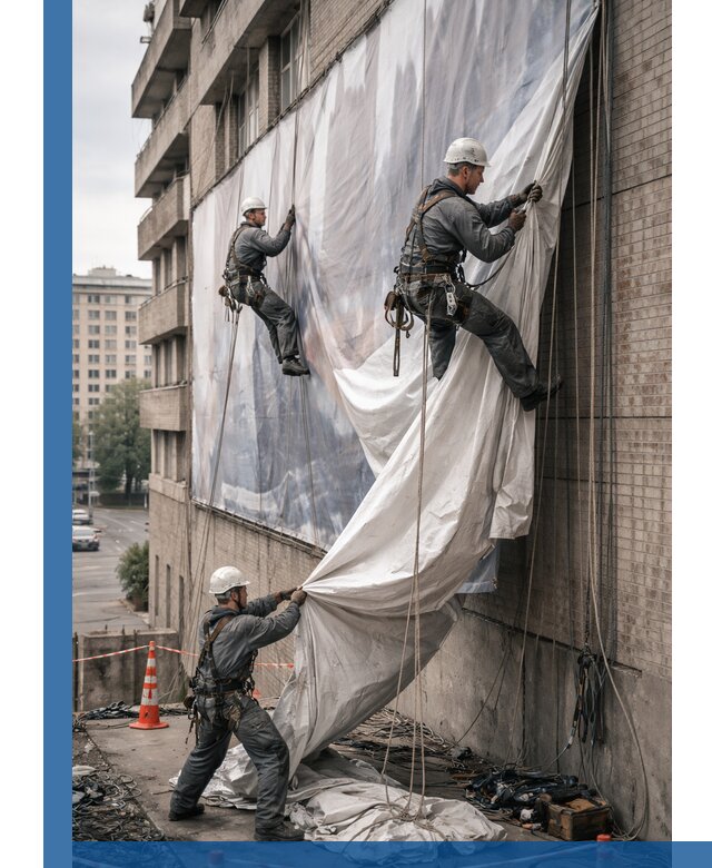 Демонтаж баннеров с фасада в Ртищеве оперативно и безопасно