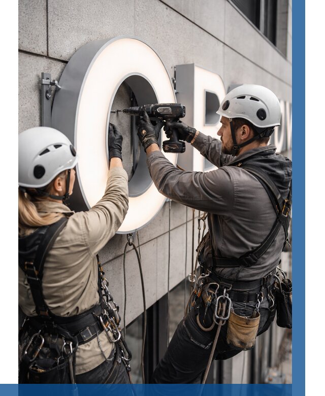 Монтаж световых букв в Ртищеве от 3065 р. под ключ ВЫСОТНИК-Ртщ