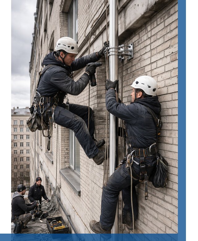 Монтаж флагштока на здании в Ртищеве от 6640 р. | ВЫСОТНИК-Ртщ