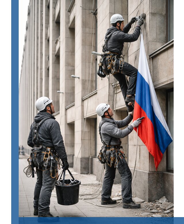 Профессиональная установка флагов на фасаде в Ртищеве