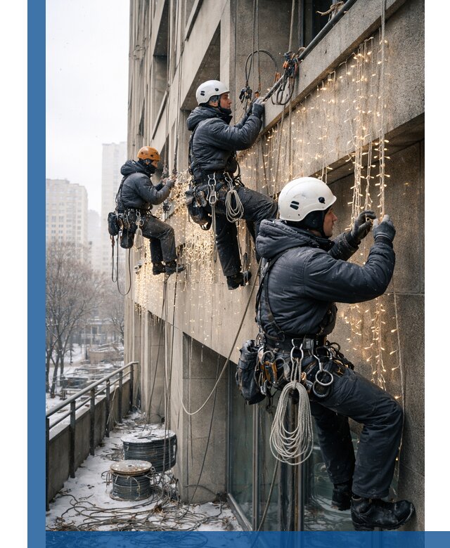 Монтаж новогодней иллюминации и украшение фасадов в Ртищеве