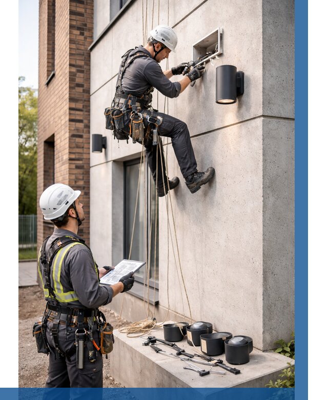 Монтаж фасадного освещения в Ртищеве от 2554 р. | ВЫСОТНИК-Ртщ