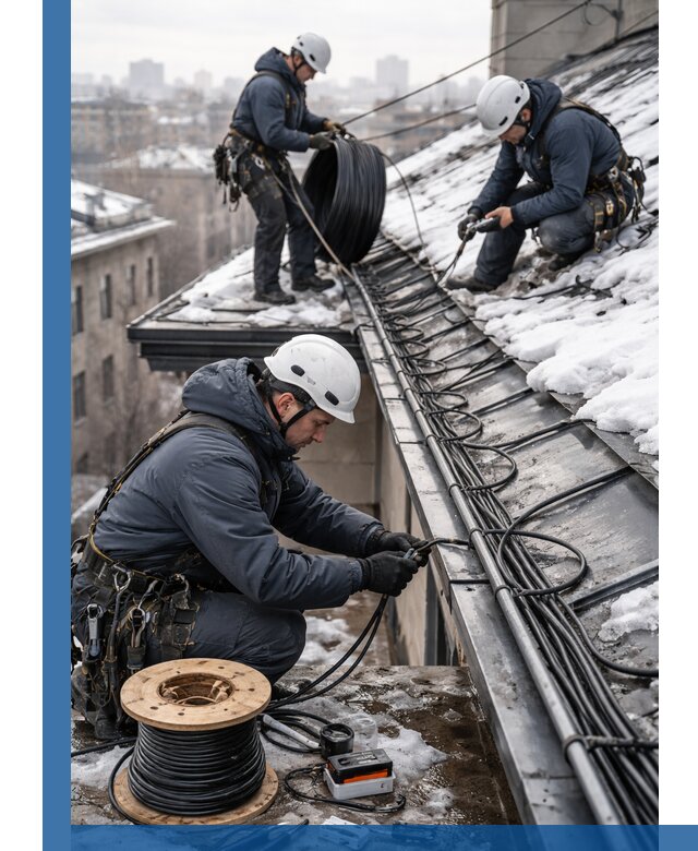 Монтаж греющего кабеля на кровле в Ртищеве под ключ