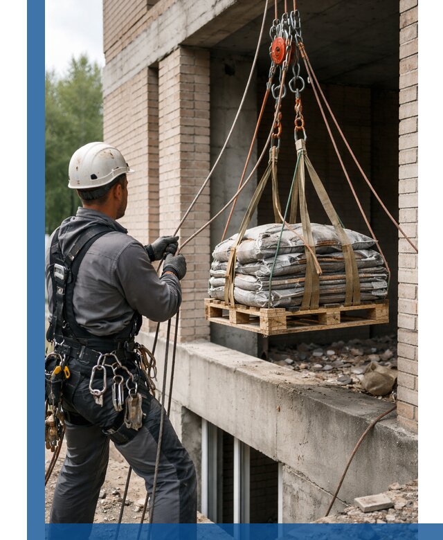 Подъем материалов на этаж веревками в Ртищеве оперативно