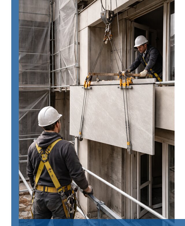 Подъем керамогранита на этаж в Ртищеве грузчиками и техникой