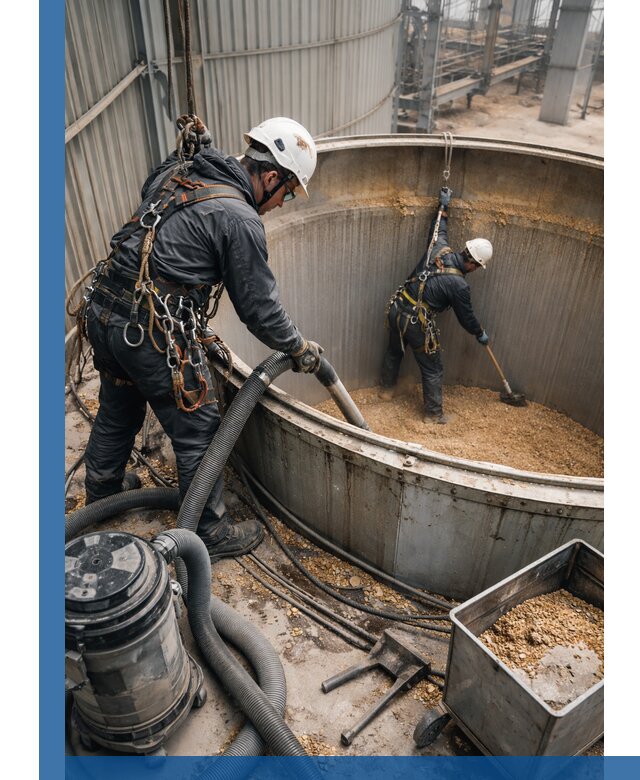 Профессиональная чистка зерновых бункеров в Ртищеве с выездом