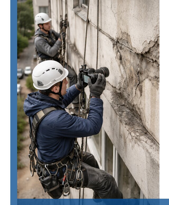 Фотофиксация дефектов фасада с высотной съемкой в Ртищеве