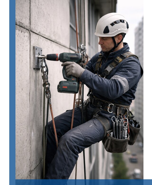 Установка анкерных точек для высотных работ в Ртищеве